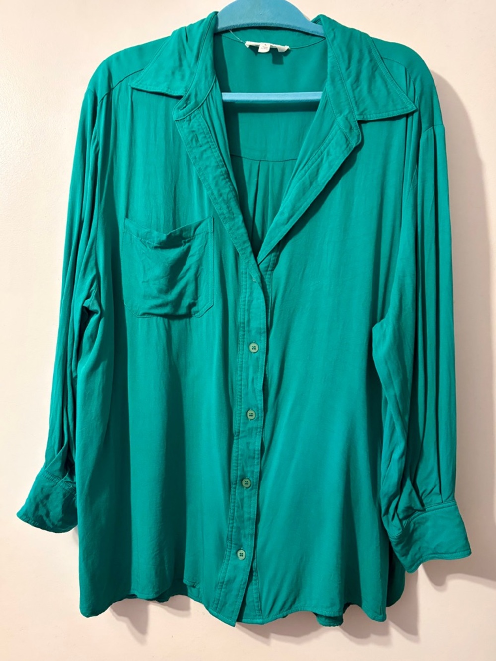 4/$25 &merci Women's Teal Button-Front Relaxed Shirt